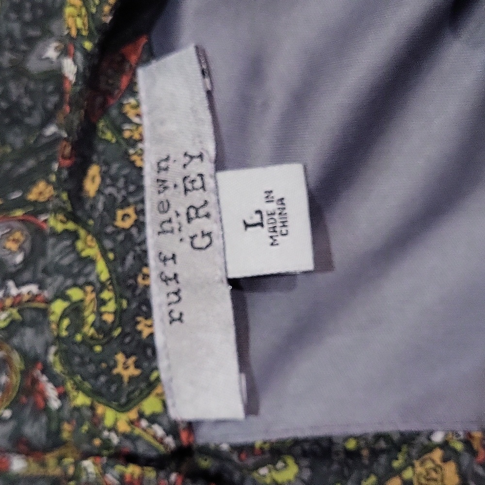 Ruff Hewn Grey Paisley Lined Dress Top with Olive and Rust Accents - Picture 11 of 14